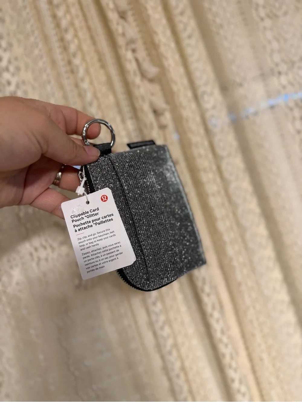 lululemon athletica Metallic Silver Key & Card Pouch